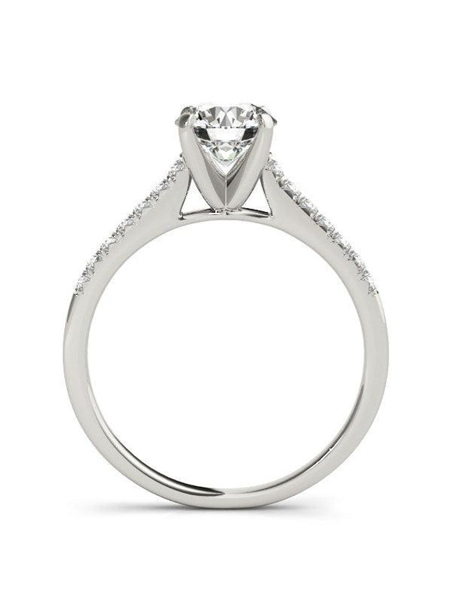 14k White Gold Single Row Scalloped Set Diamond Engagement Ring (1 1/8 cttw) - Ellie Belle