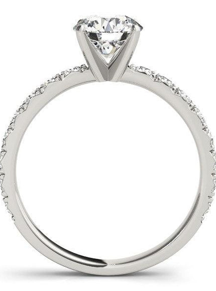 14k White Gold Single Row Shank Round Diamond Engagement Ring (1 1/3 cttw) - Ellie Belle