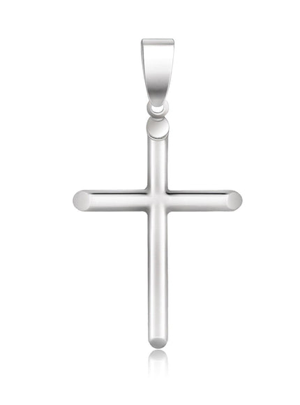 14k White Gold Slim Cross with Tapered Ends Pendant - Ellie Belle