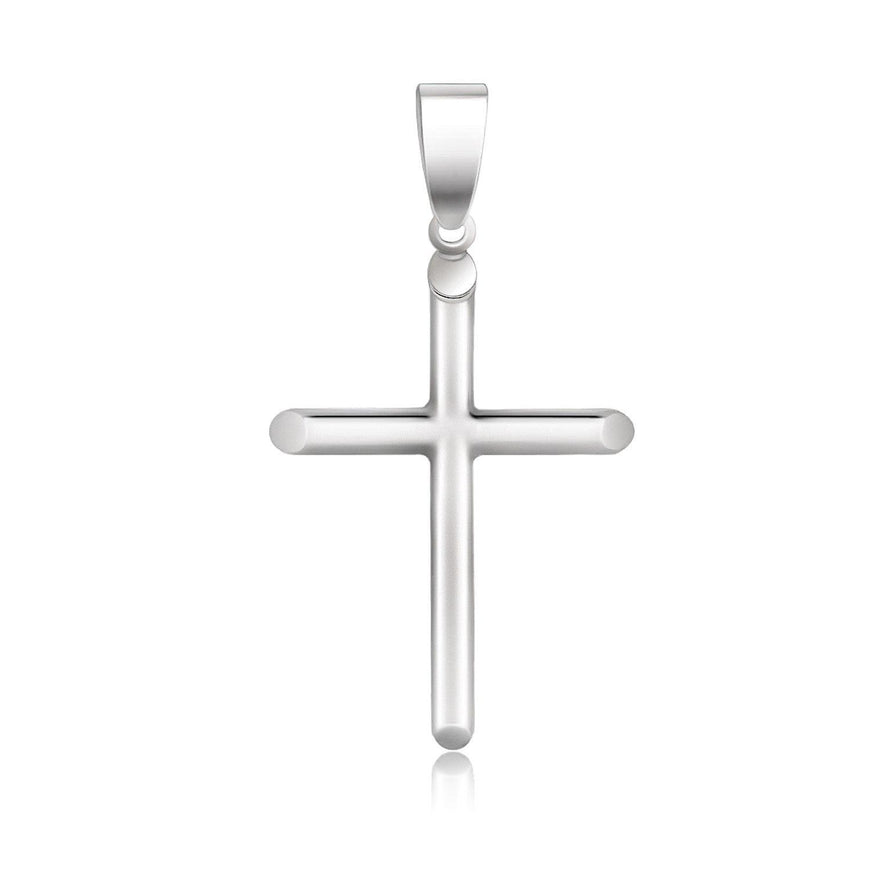 14k White Gold Slim Cross with Tapered Ends Pendant - Ellie Belle