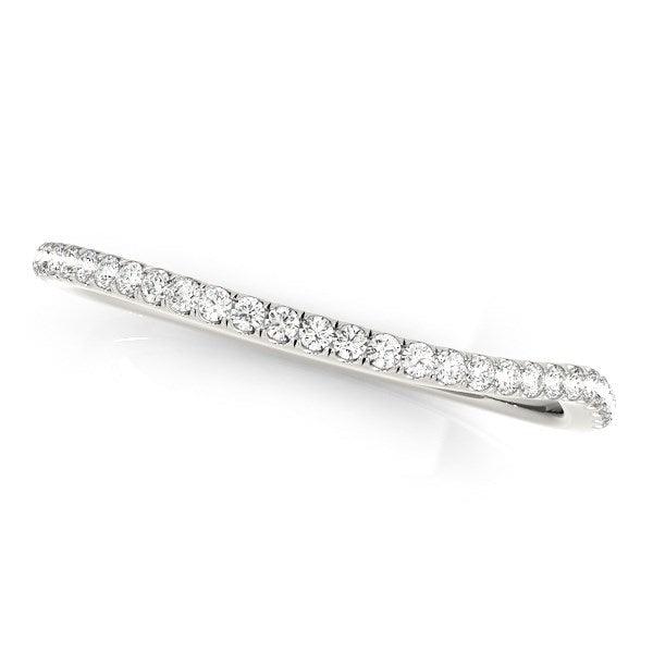 14k White Gold Slim Curved Diamond Wedding Ring (1/10 cttw) - Ellie Belle