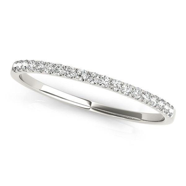 14k White Gold Slim Pave Set Diamond Wedding Band (1/8 cttw) - Ellie Belle