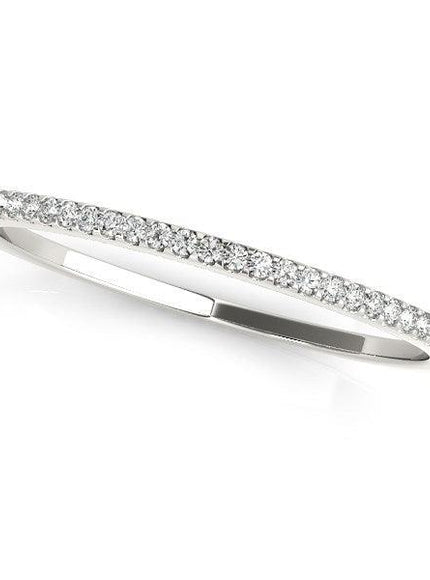 14k White Gold Slim Round Pave Set Wedding Band (1/10 cttw) - Ellie Belle