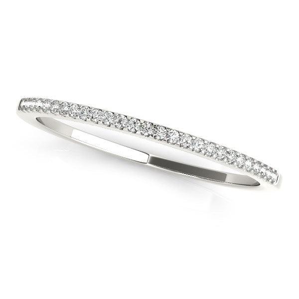 14k White Gold Slim Round Pave Set Wedding Band (1/10 cttw) - Ellie Belle