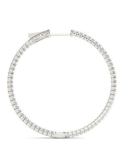 14k White Gold Slim Two Sided Diamond Hoop Earrings (1 1/2 cttw) - Ellie Belle