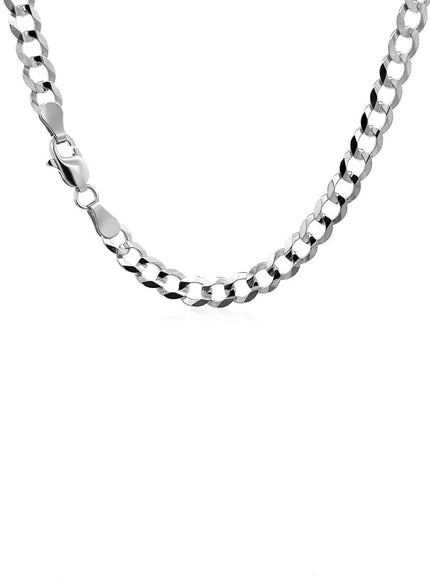 14k White Gold Solid Curb Chain (4.70 mm) - Ellie Belle
