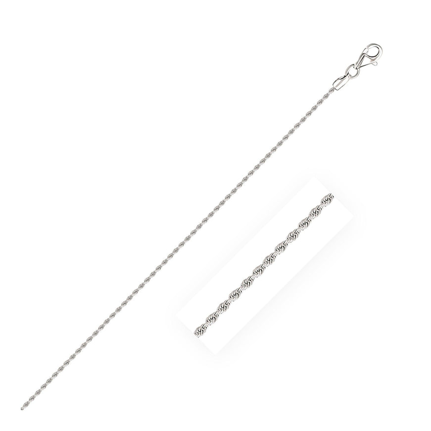 14k White Gold Solid Diamond Cut Rope Bracelet 1.5mm - Ellie Belle