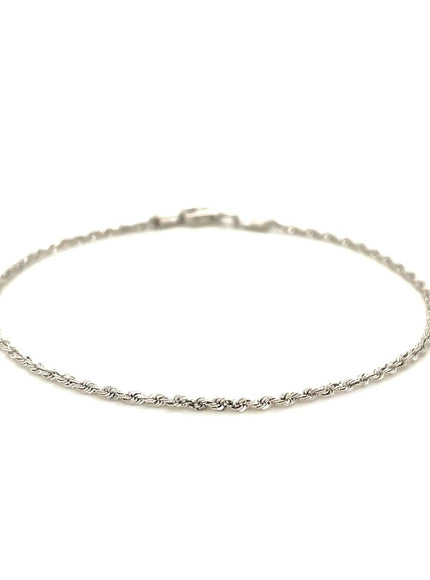 14k White Gold Solid Diamond Cut Rope Bracelet 1.5mm - Ellie Belle