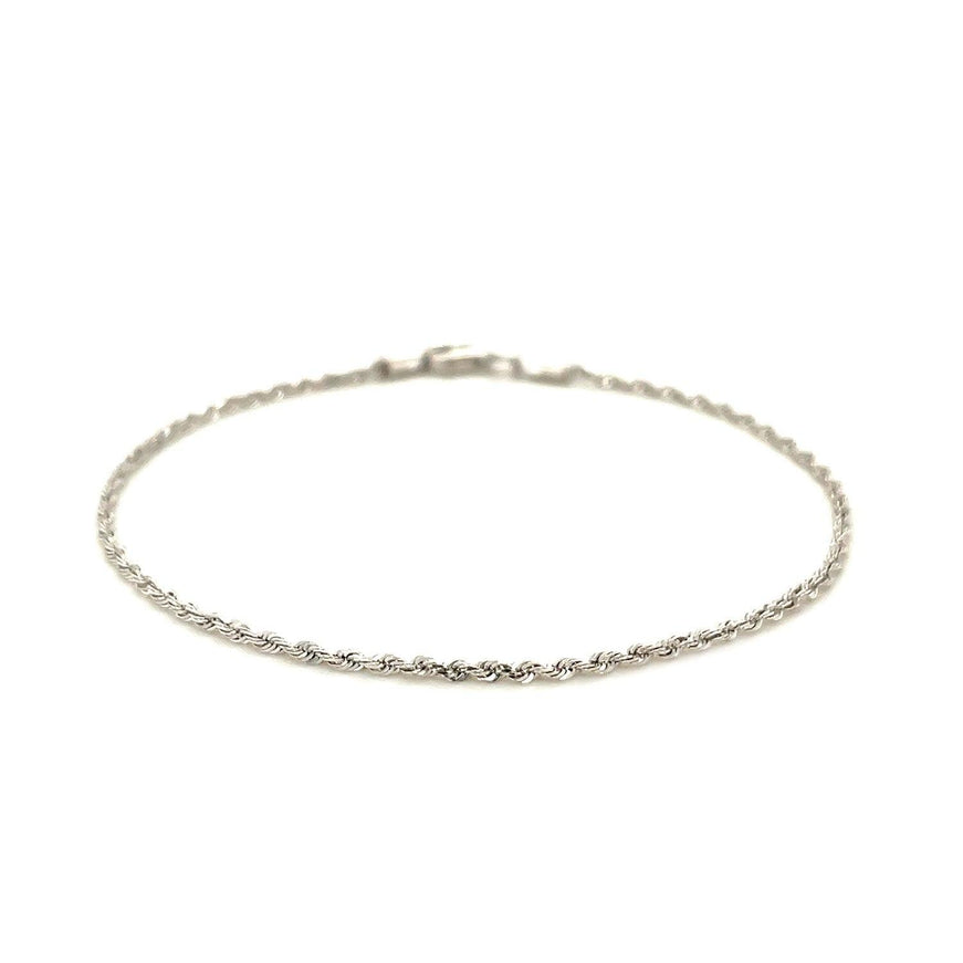 14k White Gold Solid Diamond Cut Rope Bracelet 1.5mm - Ellie Belle