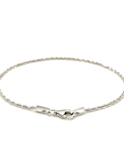 14k White Gold Solid Diamond Cut Rope Bracelet 1.5mm - Ellie Belle