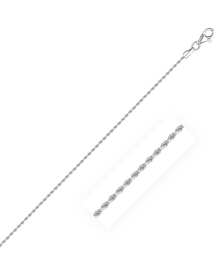 14k White Gold Solid Diamond Cut Rope Chain 1.5mm - Ellie Belle