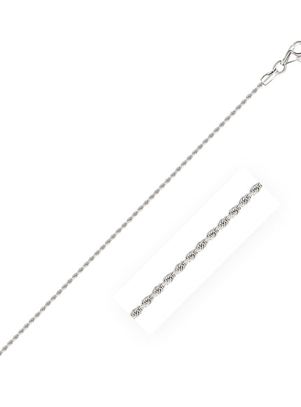 14k White Gold Solid Diamond Cut Rope Chain 1.5mm - Ellie Belle