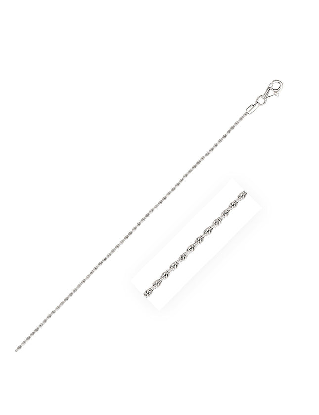 14k White Gold Solid Diamond Cut Rope Chain 1.5mm - Ellie Belle