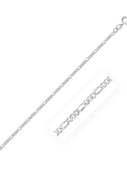 14k White Gold Solid Figaro Chain 1.9mm - Ellie Belle