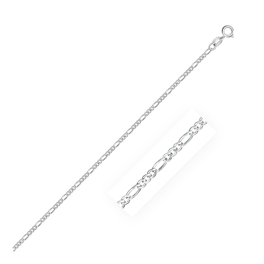 14k White Gold Solid Figaro Chain 1.9mm - Ellie Belle