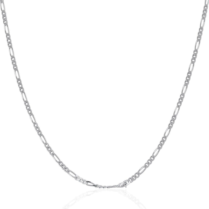 14k White Gold Solid Figaro Chain 1.9mm - Ellie Belle