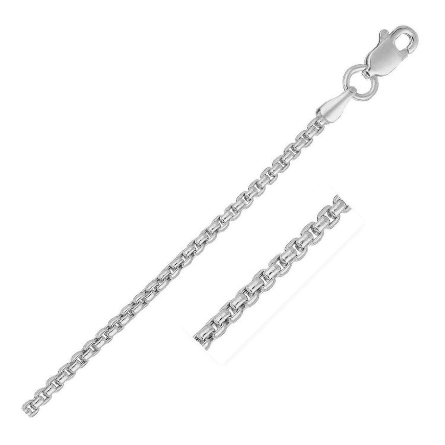 14k White Gold Solid Round Box Chain 1.6 mm - Ellie Belle