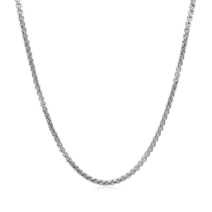 14k White Gold Solid Round Box Chain 1.6 mm - Ellie Belle