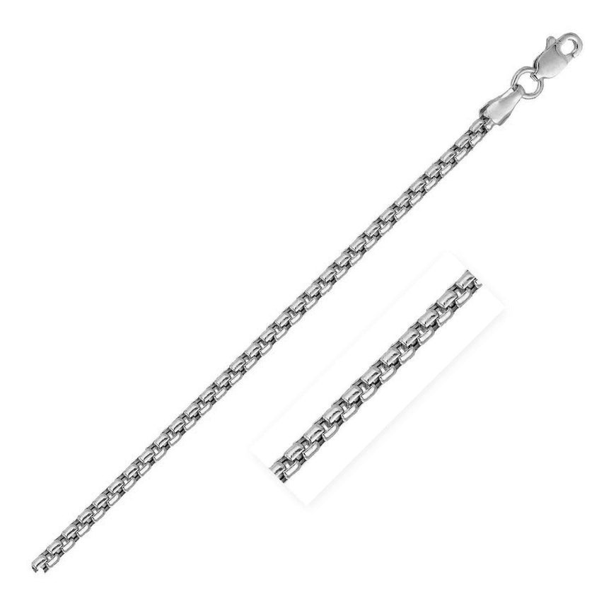 14k White Gold Solid Round Box Chain 2.5 mm - Ellie Belle