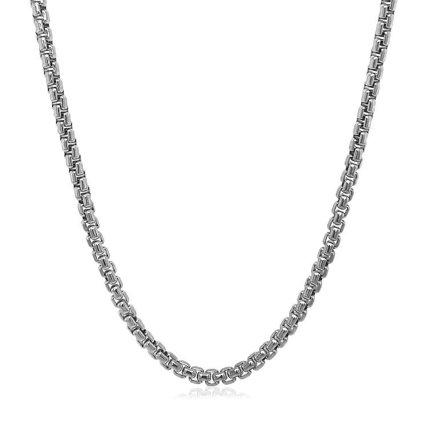 14k White Gold Solid Round Box Chain 2.5 mm - Ellie Belle