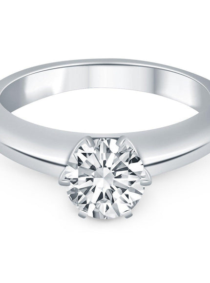 14k White Gold Solitaire Cathedral Engagement Ring - Ellie Belle