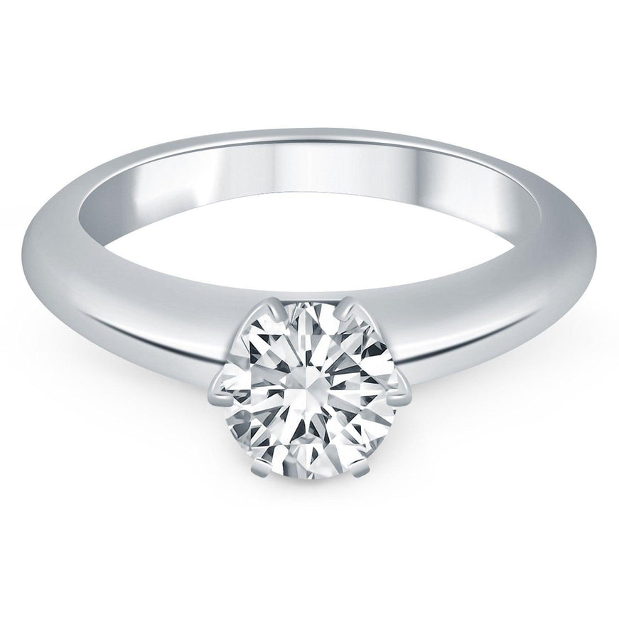 14k White Gold Solitaire Cathedral Engagement Ring - Ellie Belle