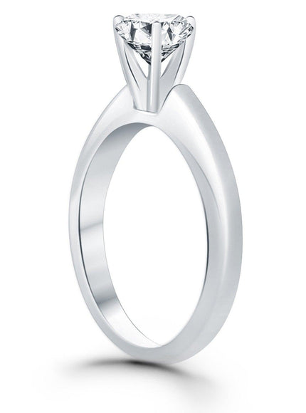 14k White Gold Solitaire Cathedral Engagement Ring - Ellie Belle