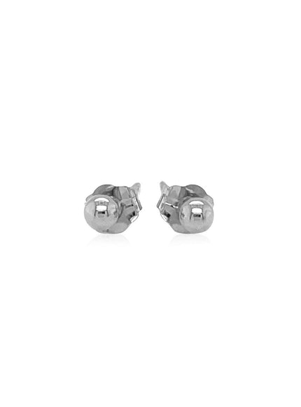 14k White Gold Spherical Stud Earrings (3.0 mm) - Ellie Belle