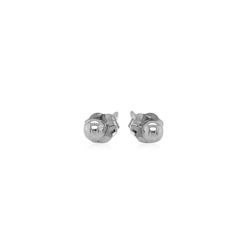 14k White Gold Spherical Stud Earrings (3.0 mm) - Ellie Belle