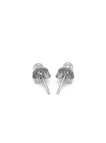 14k White Gold Spherical Stud Earrings (3.0 mm) - Ellie Belle