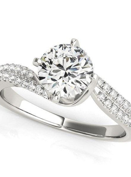 14k White Gold Spiral Design Pronged Diamond Engagement Ring (1 1/8 cttw) - Ellie Belle