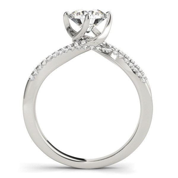 14k White Gold Spiral Design Pronged Diamond Engagement Ring (1 1/8 cttw) - Ellie Belle