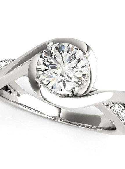 14k White Gold Split Band Round Bypass Diamond Engagement Ring (1 1/8 cttw) - Ellie Belle