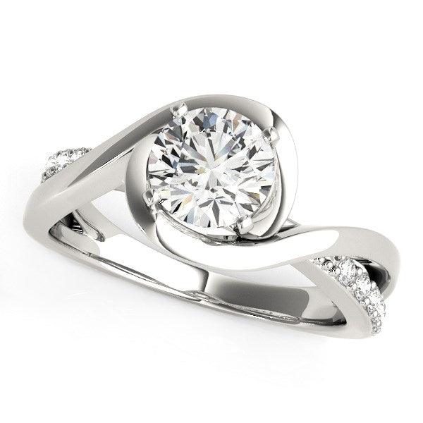 14k White Gold Split Band Round Bypass Diamond Engagement Ring (1 1/8 cttw) - Ellie Belle