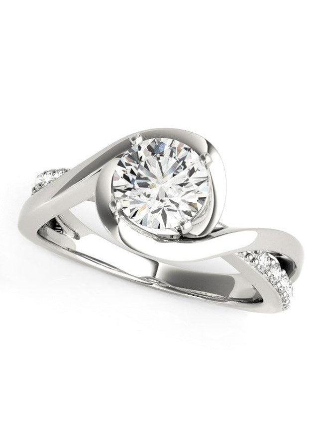 14k White Gold Split Band Round Bypass Diamond Engagement Ring (1 1/8 cttw) - Ellie Belle