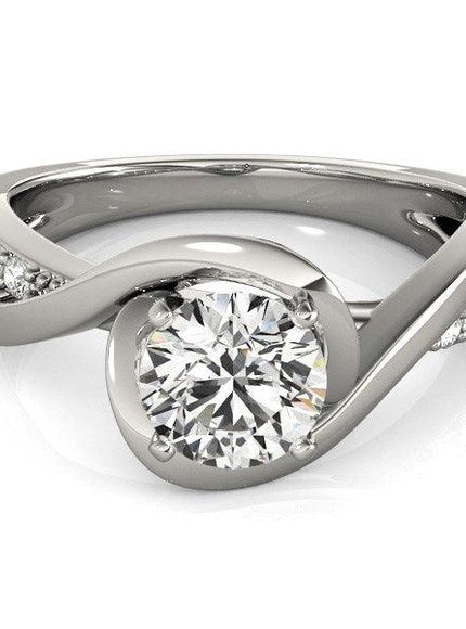 14k White Gold Split Band Round Bypass Diamond Engagement Ring (1 1/8 cttw) - Ellie Belle