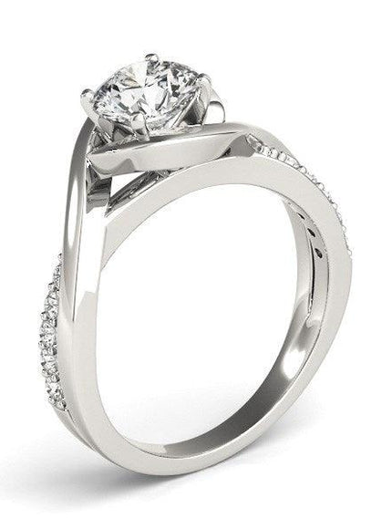 14k White Gold Split Band Round Bypass Diamond Engagement Ring (1 1/8 cttw) - Ellie Belle