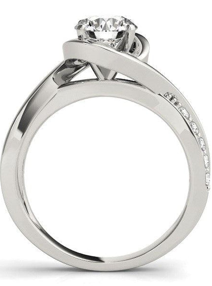 14k White Gold Split Band Round Bypass Diamond Engagement Ring (1 1/8 cttw) - Ellie Belle