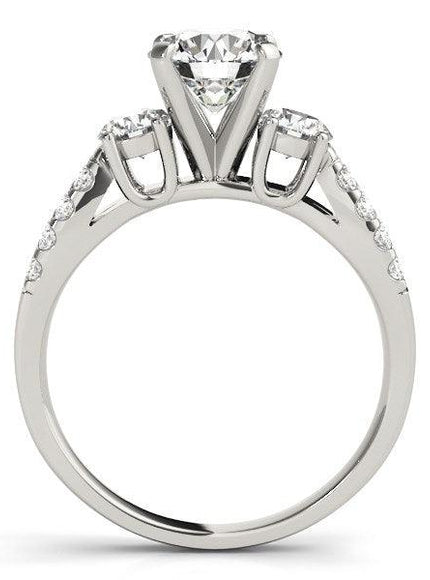 14k White Gold Split Shank 3 Stone Round Diamond Engagement Ring (2 cttw) - Ellie Belle