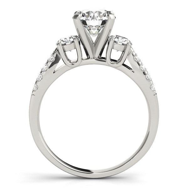 14k White Gold Split Shank 3 Stone Round Diamond Engagement Ring (2 cttw) - Ellie Belle