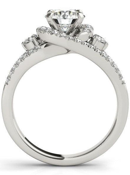 14k White Gold Split Shank Halo Bypass Diamond Engagement Ring (1 3/4 cttw) - Ellie Belle