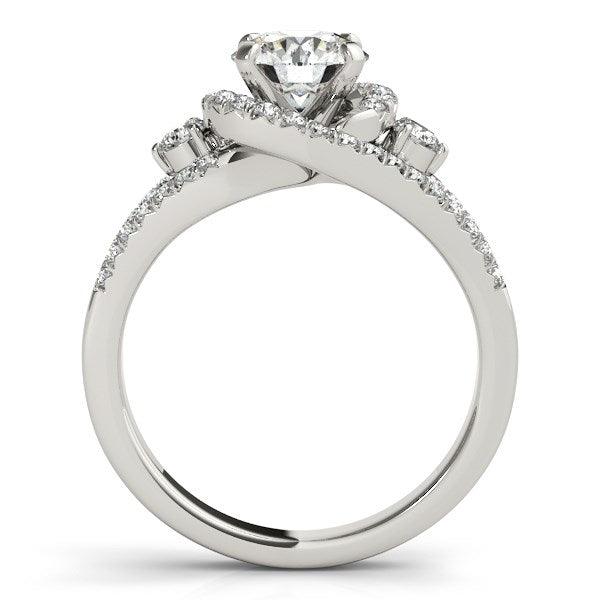 14k White Gold Split Shank Halo Bypass Diamond Engagement Ring (1 3/4 cttw) - Ellie Belle