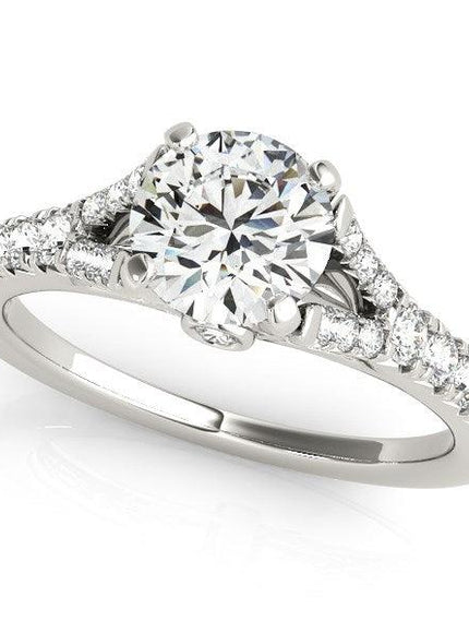 14k White Gold Split Shank Prong Set Diamond Engagement Ring (1 3/8 cttw) - Ellie Belle