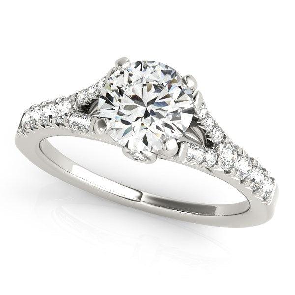 14k White Gold Split Shank Prong Set Diamond Engagement Ring (1 3/8 cttw) - Ellie Belle