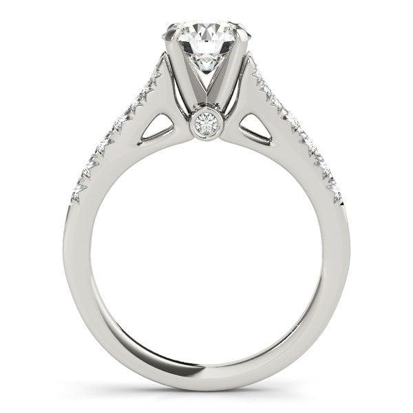 14k White Gold Split Shank Prong Set Diamond Engagement Ring (1 3/8 cttw) - Ellie Belle