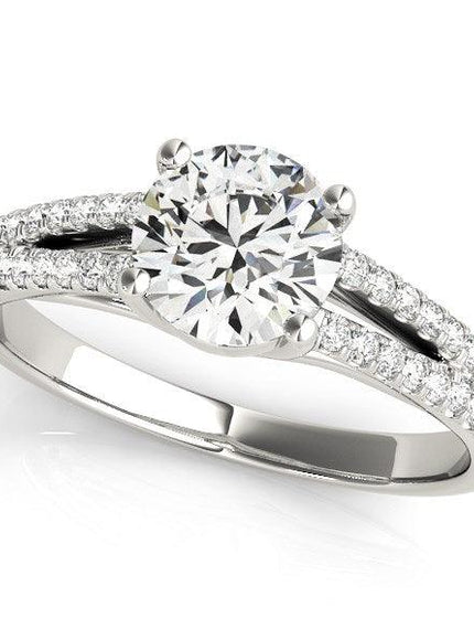 14k White Gold Split Shank Round Diamond Engagement Ring (1 1/8 cttw) - Ellie Belle