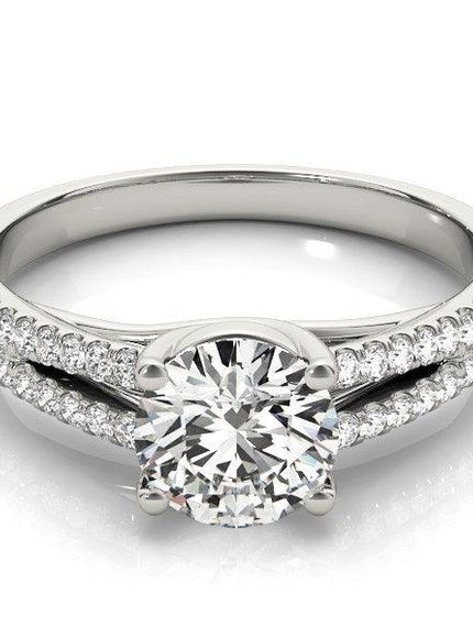 14k White Gold Split Shank Round Diamond Engagement Ring (1 1/8 cttw) - Ellie Belle