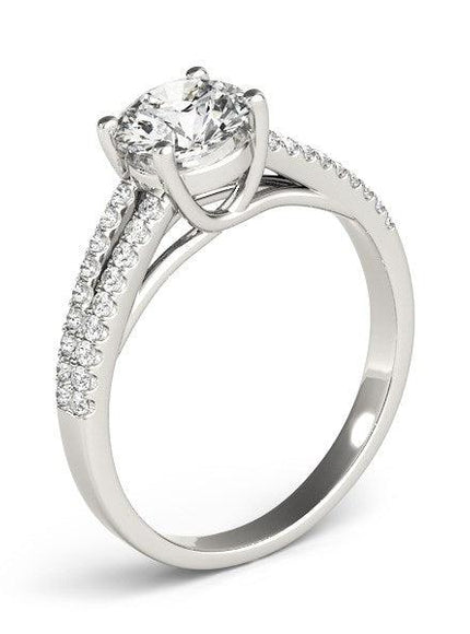 14k White Gold Split Shank Round Diamond Engagement Ring (1 1/8 cttw) - Ellie Belle