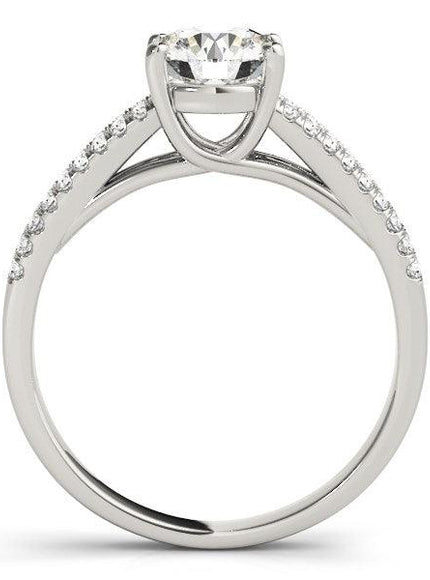 14k White Gold Split Shank Round Diamond Engagement Ring (1 1/8 cttw) - Ellie Belle