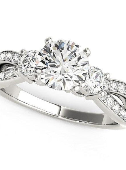 14k White Gold Split Shank Round Diamond Engagement Ring (1 5/8 cttw) - Ellie Belle